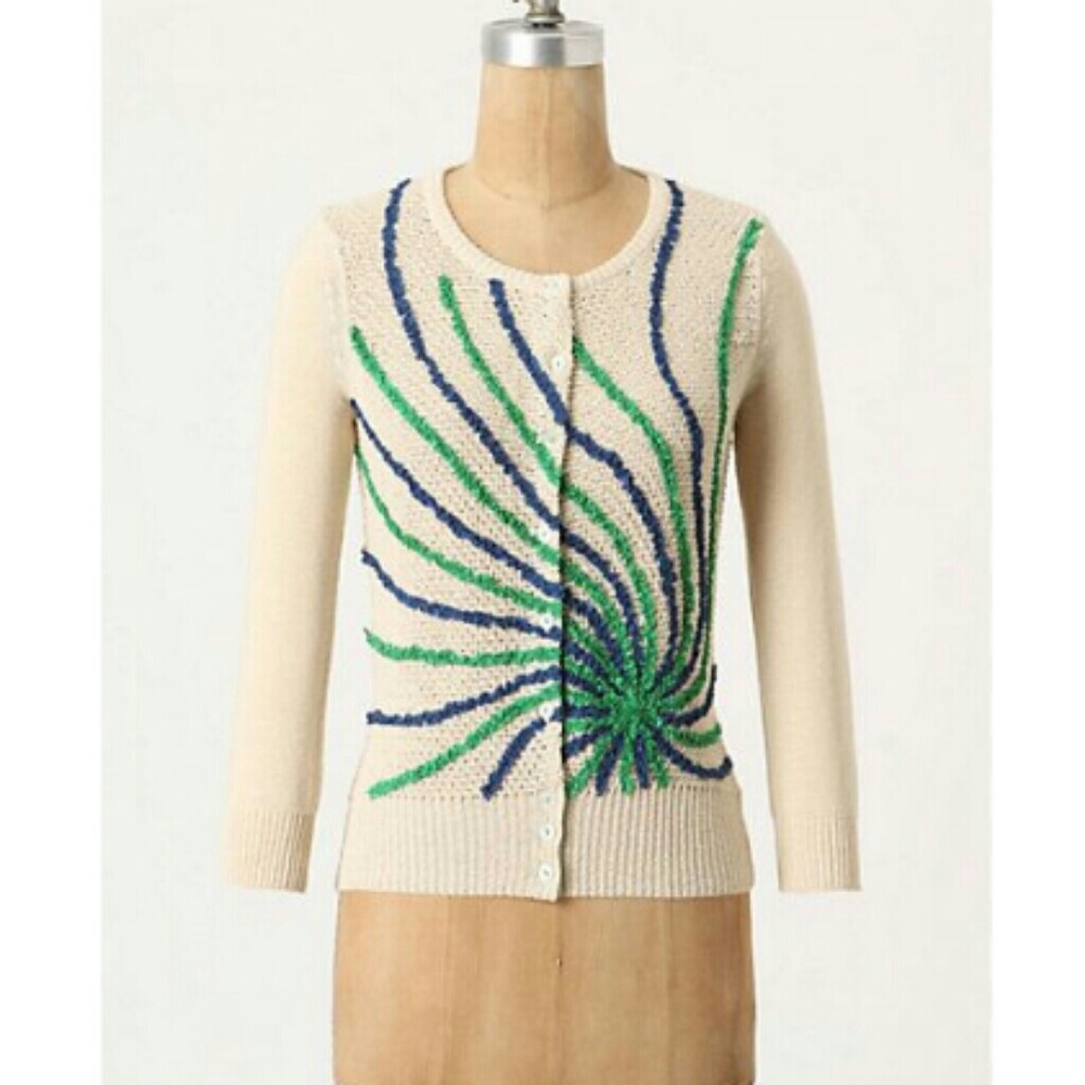 Field of flower knit sweater cardigan
